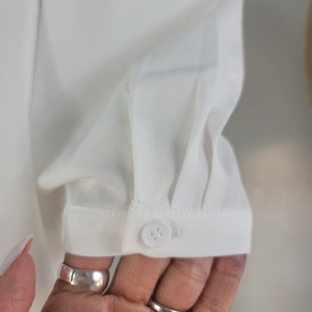 BELLE POQUE Vintage White Peter Pan Embroidered Blouse Puff Sleeve Elegant Retro - Picture 13 of 16
